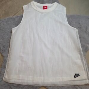 Nike Mesh Layered Sleeveless Tank Top White Size Medium